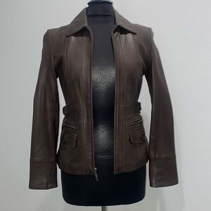 Soft leather jacket -brown- Nine West - like new.